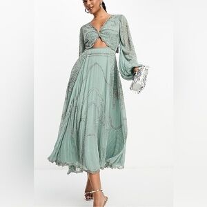 ASOS Design Mint Green Embellished Midi Dress